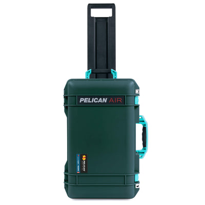 Pelican 1535 Air Case, Trekking Green with Teal Handles, Latches & Trolley