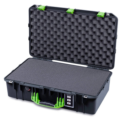 Pelican 1555 Air Case, Black with Lime Green Handle & Latches Pick & Pluck Foam with Convolute Lid Foam ColorCase 015550-0001-110-301