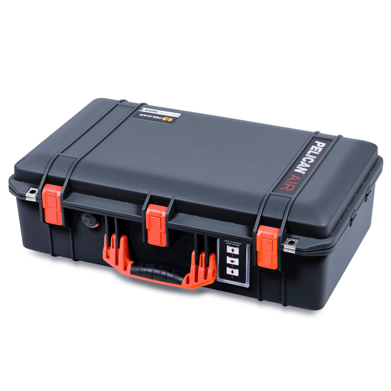 Pelican 1555 Air Case, Black with Orange Handle & Latches ColorCase 