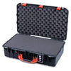 Pelican 1555 Air Case, Black with Orange Handle & Latches Pick & Pluck Foam with Convolute Lid Foam ColorCase 015550-0001-110-151