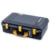 Pelican 1555 Air Case, Black with Yellow Handle & Latches ColorCase