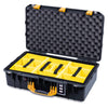 Pelican 1555 Air Case, Black with Yellow Handle & Latches Yellow Padded Microfiber Dividers with Convolute Lid Foam ColorCase 015550-0010-110-241