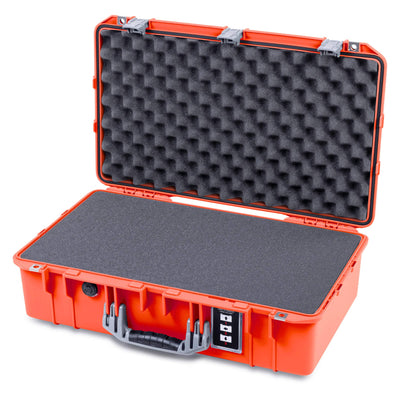 Pelican 1555 Air Case, Orange with Silver Handle & Latches Pick & Pluck Foam with Convolute Lid Foam ColorCase 015550-0001-150-181