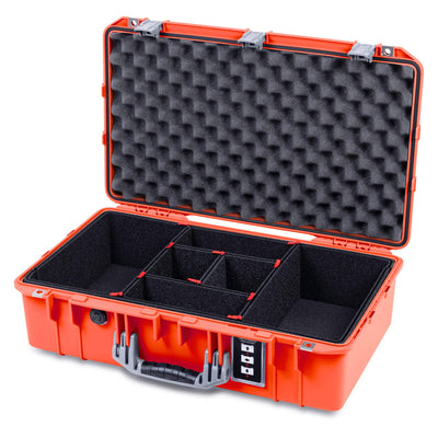 Pelican 1555 Air Case, Orange with Silver Handle & Latches TrekPak Divider System with Convolute Lid Foam ColorCase 015550-0020-150-181