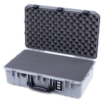 Pelican 1555 Air Case, Silver with Black Handle & Latches Pick & Pluck Foam with Convolute Lid Foam ColorCase 015550-0001-180-111