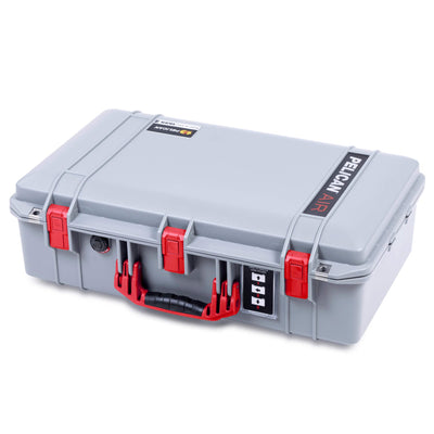 Pelican 1555 Air Case, Silver with Red Handle & Latches ColorCase