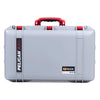 Pelican 1555 Air Case, Silver with Red Handle & Latches ColorCase