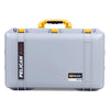 Pelican 1555 Air Case, Silver with Yellow Handle & Latches ColorCase