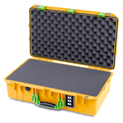 Pelican 1555 Air Case, Yellow with Lime Green Handle & Latches Pick & Pluck Foam with Convolute Lid Foam ColorCase 015550-0001-240-301