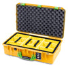 Pelican 1555 Air Case, Yellow with Lime Green Handle & Latches Yellow Padded Microfiber Dividers with Convolute Lid Foam ColorCase 015550-0010-240-301