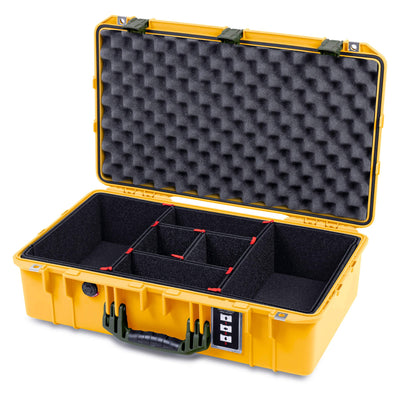 Pelican 1555 Air Case, Yellow with OD Green Handle & Latches TrekPak Divider System with Convolute Lid Foam ColorCase 015550-0020-240-131