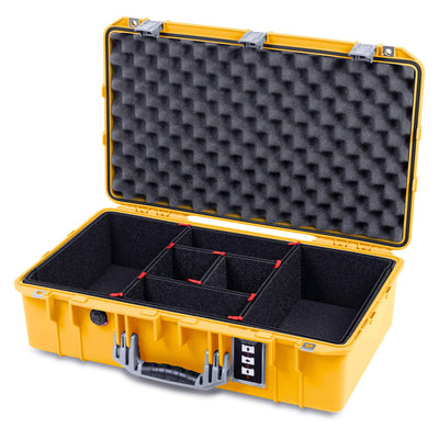 Pelican 1555 Air Case, Yellow with Silver Handle & Latches TrekPak Divider System with Convolute Lid Foam ColorCase 015550-0020-240-181