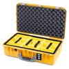 Pelican 1555 Air Case, Yellow with Silver Handle & Latches Yellow Padded Microfiber Dividers with Convolute Lid Foam ColorCase 015550-0010-240-181