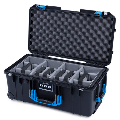 Pelican 1556 Air Case, Black with Blue Handles & Latches ColorCase