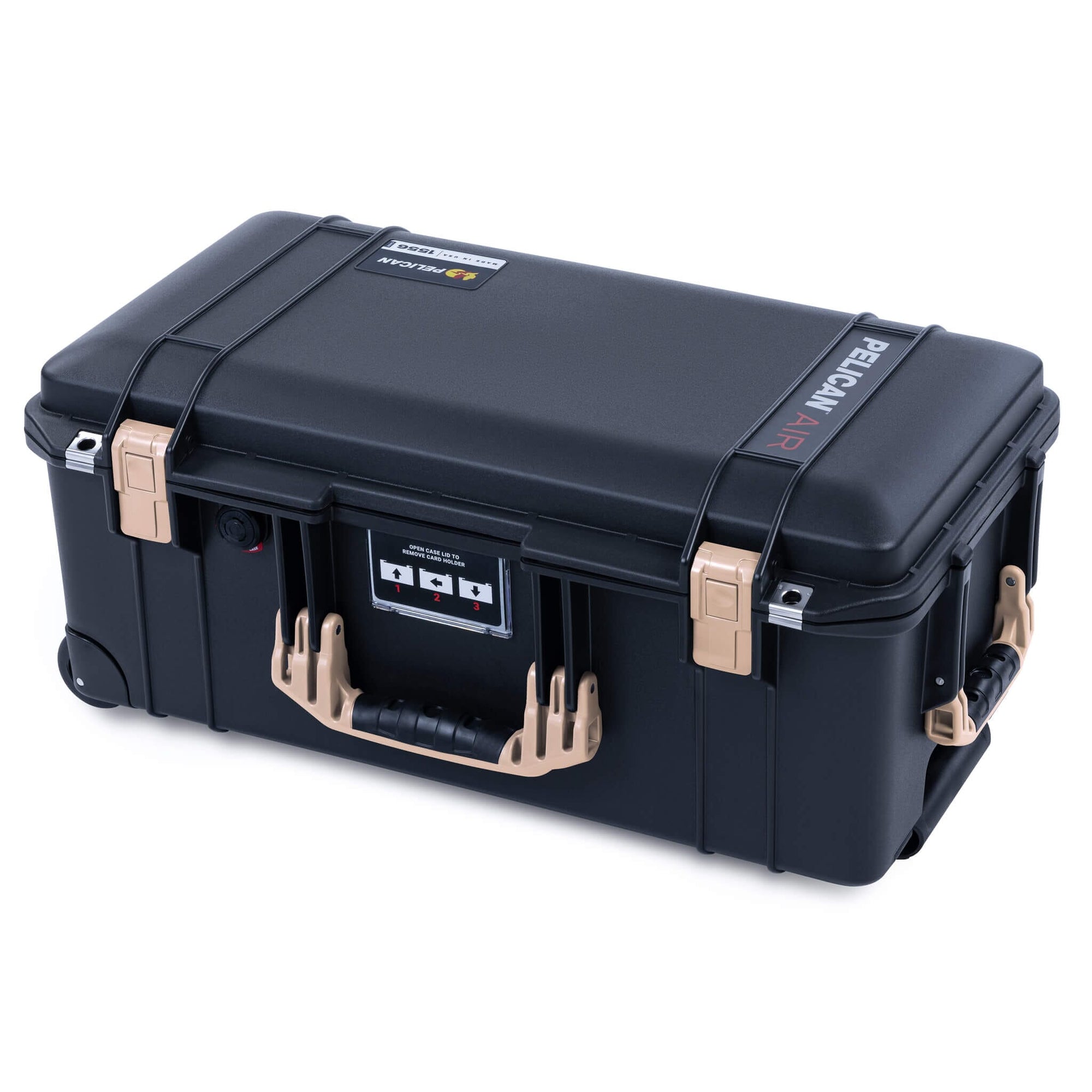 Pelican 1556 Air Case, Black with Desert Tan Handles & Latches ColorCase 