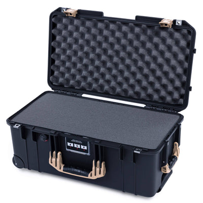 Pelican 1556 Air Case, Black with Desert Tan Handles & Latches Pick & Pluck Foam with Convolute Lid Foam ColorCase 015560-0001-110-311