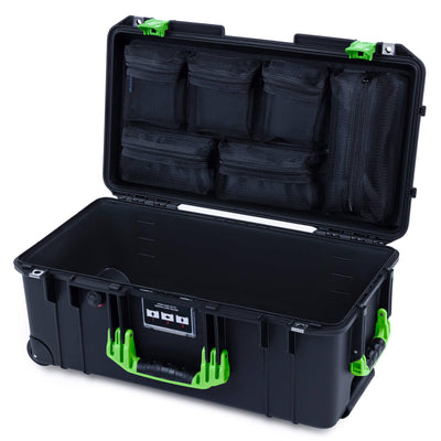 Pelican 1556 Air Case, Black with Lime Green Handles & Latches ColorCase