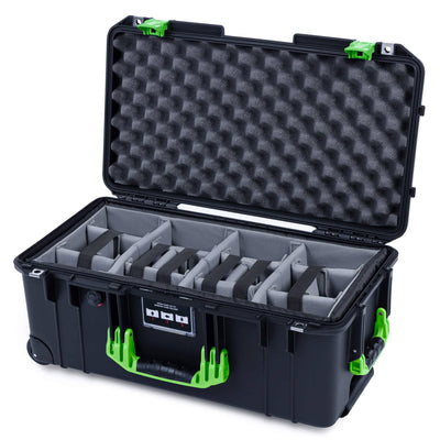 Pelican 1556 Air Case, Black with Lime Green Handles & Latches ColorCase