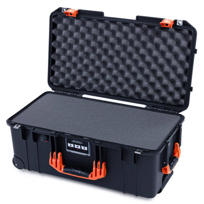 Pelican 1556 Air Case, Black with Orange Handles & Latches Pick & Pluck Foam with Convolute Lid Foam ColorCase 015560-0001-110-151