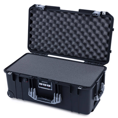 Pelican 1556 Air Case, Black with Silver Handles & Latches Pick & Pluck Foam with Convolute Lid Foam ColorCase 015560-0001-110-181