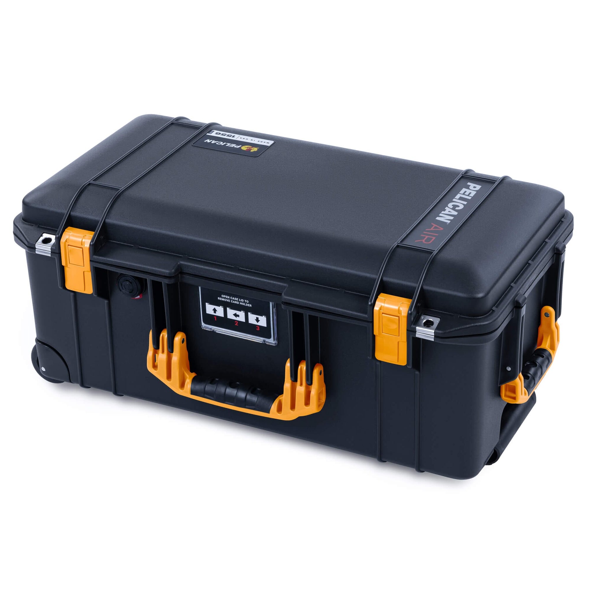 Pelican 1556 Air Case, Black with Yellow Handles & Latches ColorCase 