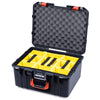 Pelican 1557 Air Case, Black with Orange Handle & Latches ColorCase