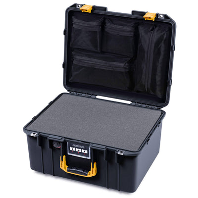 Pelican 1557 Air Case, Black with Yellow Handle & Latches ColorCase