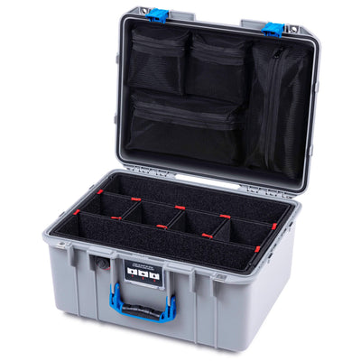 Pelican 1557 Air Case, Silver with Blue Handle & Latches ColorCase