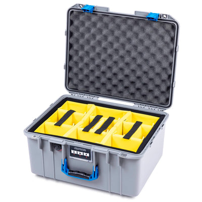 Pelican 1557 Air Case, Silver with Blue Handle & Latches ColorCase