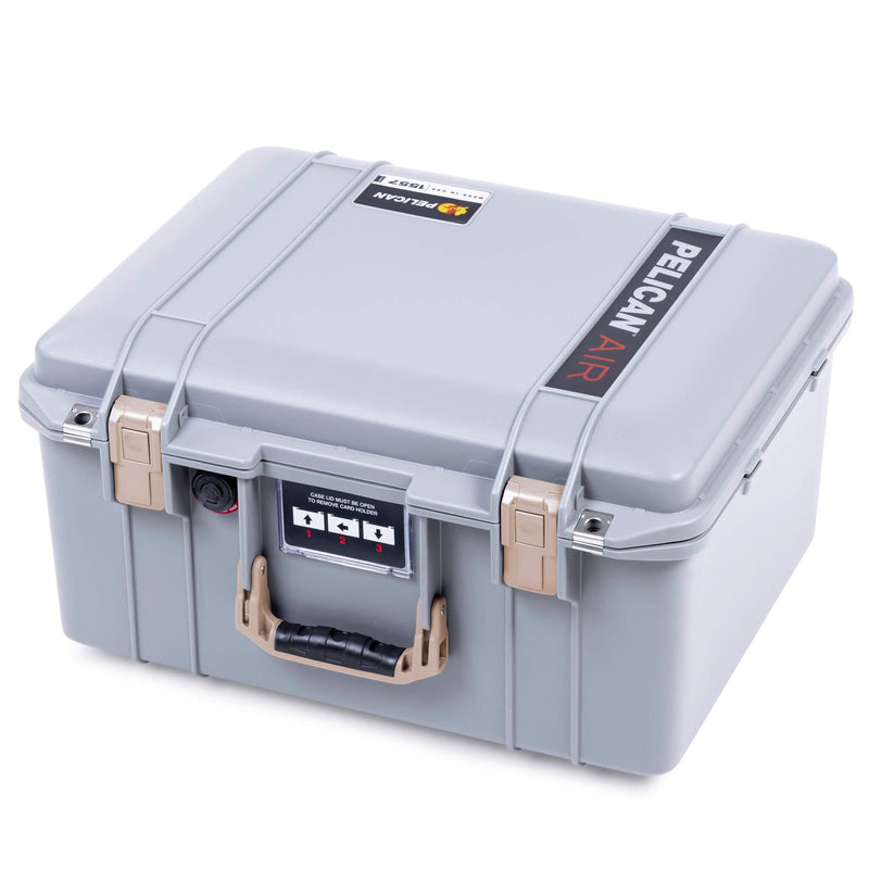 Pelican 1557 Air Case, Silver with Desert Tan Handle & Latches ColorCase 