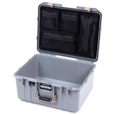 Pelican 1557 Air Case, Silver with Desert Tan Handle & Latches ColorCase