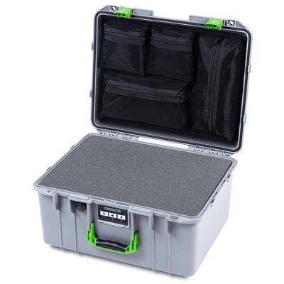 Pelican 1557 Air Case, Silver with Lime Green Handle & Latches ColorCase