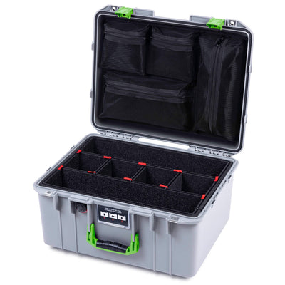 Pelican 1557 Air Case, Silver with Lime Green Handle & Latches ColorCase