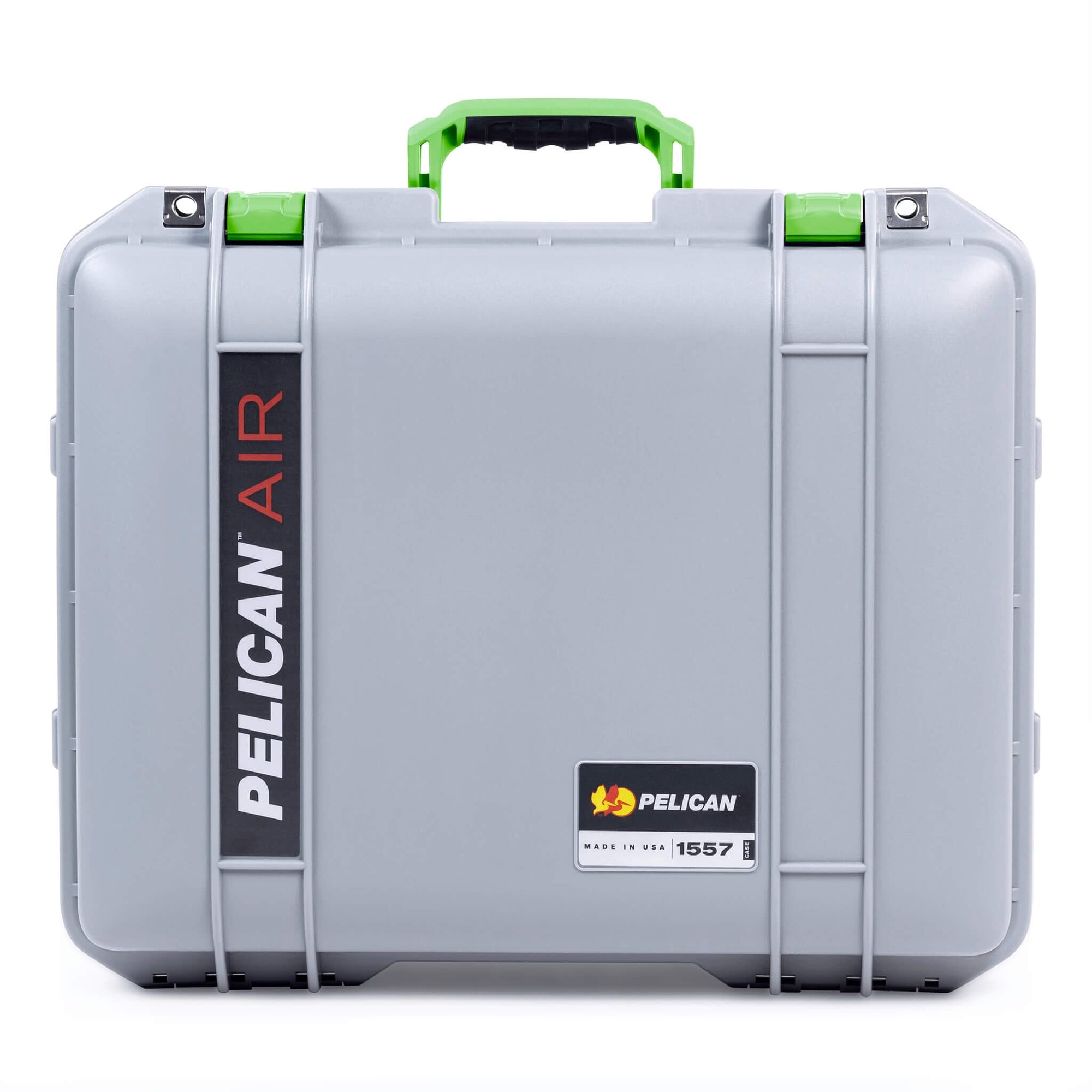 Pelican 1557 Air Case, Silver with Lime Green Handle & Latches ColorCase 