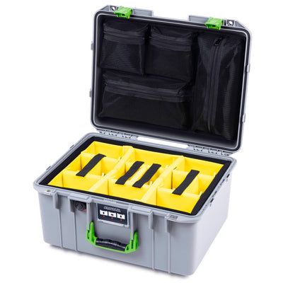 Pelican 1557 Air Case, Silver with Lime Green Handle & Latches ColorCase