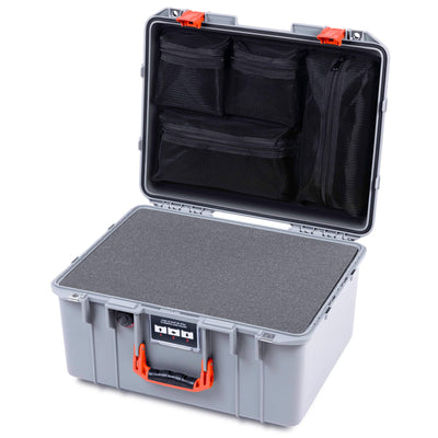 Pelican 1557 Air Case, Silver with Orange Handle & Latches ColorCase