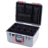 Pelican 1557 Air Case, Silver with Orange Handle & Latches ColorCase