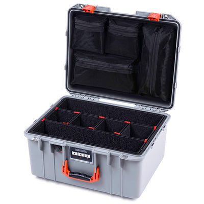 Pelican 1557 Air Case, Silver with Orange Handle & Latches ColorCase