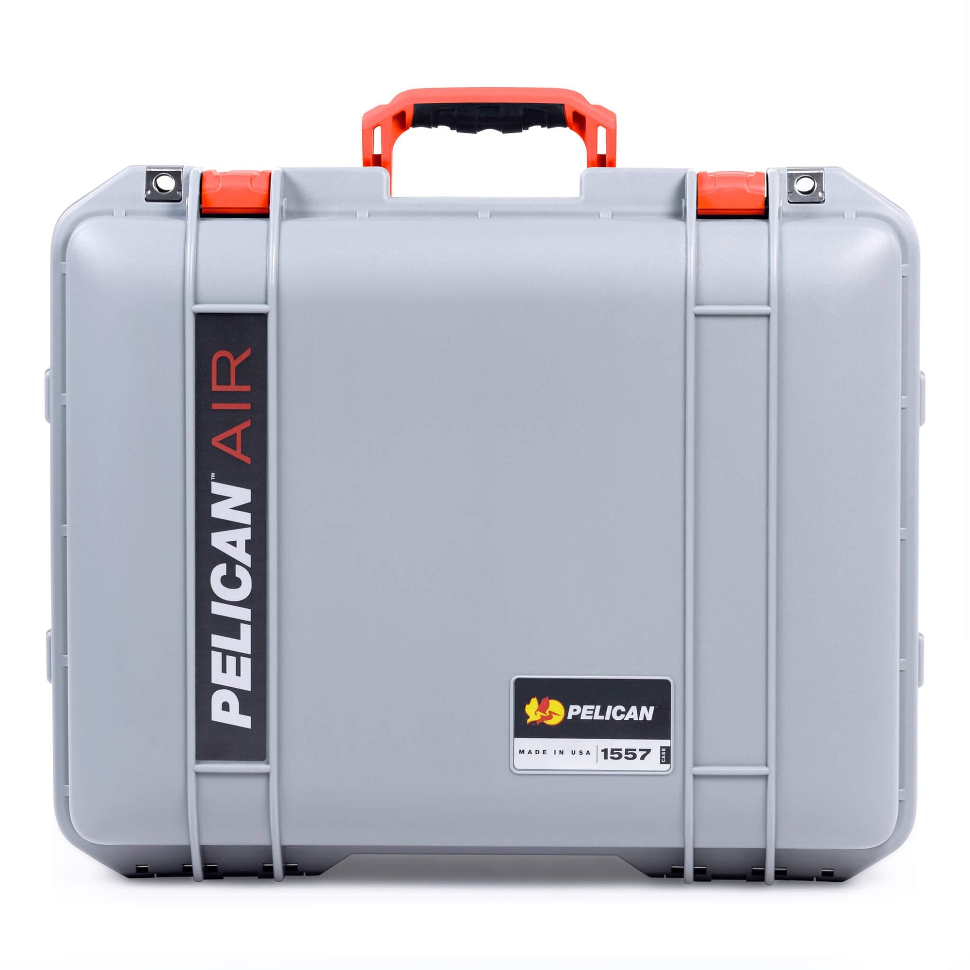 Pelican 1557 Air Case, Silver with Orange Handle & Latches ColorCase 