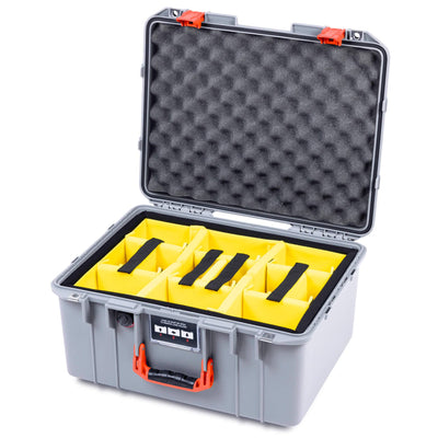 Pelican 1557 Air Case, Silver with Orange Handle & Latches ColorCase