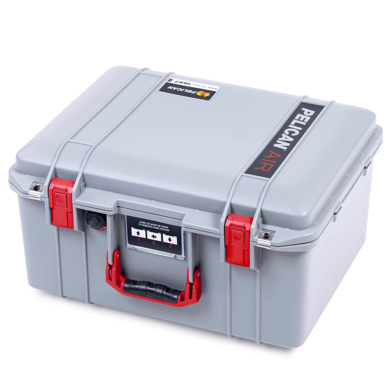 Pelican 1557 Air Case, Silver with Red Handle & Latches ColorCase 