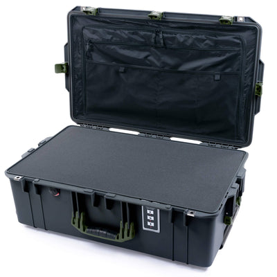Pelican 1595 Air Case, Charcoal with OD Green Handles & Latches Pick & Pluck Foam with Combo-Pouch Lid Organizer ColorCase 015950-0301-520-131