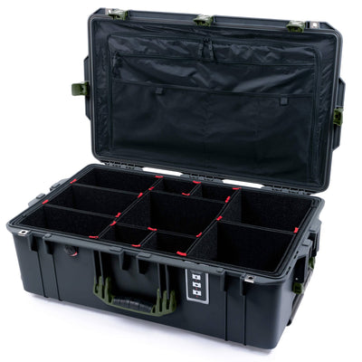 Pelican 1595 Air Case, Charcoal with OD Green Handles & Latches TrekPak Divider System with Combo-Pouch Lid Organizer ColorCase 015950-0320-520-131