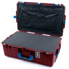 Pelican 1595 Air Case, Oxblood with Blue Handles & Latches Pick & Pluck Foam with Combo-Pouch Lid Organizer ColorCase 015950-0301-510-121