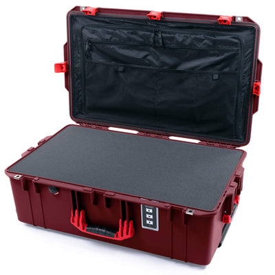 Pelican 1595 Air Case, Oxblood with Red Handles & Latches Pick & Pluck Foam with Combo-Pouch Lid Organizer ColorCase 015950-0301-510-321