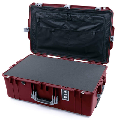 Pelican 1595 Air Case, Oxblood with Silver Handles & Latches Pick & Pluck Foam with Combo-Pouch Lid Organizer ColorCase 015950-0301-510-181