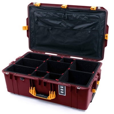 Pelican 1595 Air Case, Oxblood with Yellow Handles & Latches TrekPak Divider System with Combo-Pouch Lid Organizer ColorCase 015950-0320-510-241