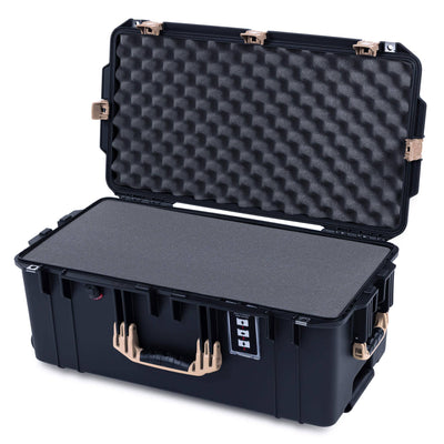 Pelican 1606 Air Case, Black with Desert Tan Handles & Latches Pick & Pluck Foam with Convolute Lid Foam ColorCase 016060-0001-110-311