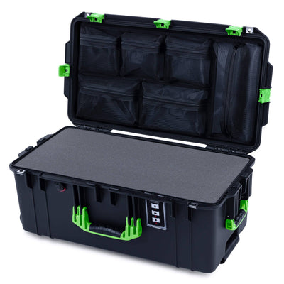 Pelican 1606 Air Case, Black with Lime Green Handles & Latches ColorCase