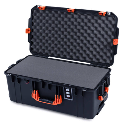 Pelican 1606 Air Case, Black with Orange Handles & Latches Pick & Pluck Foam with Convolute Lid Foam ColorCase 016060-0001-110-151